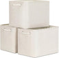 Bidtakay Large Storage Baskets for Shelves 3 Pack Fabric Storage Bins for Organizing Linen Collapsible Organizer for Closet-Light Biege