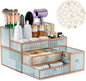 Youdepot Makeup Organizer Countertop - Tempered Glass Vanity Organizer for Cosmetics, Skincare, Hair Tools, Brushes, Perfume - Multipurpose Bathroom Counter Skincare Organizer