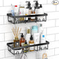 Moforoco Shower Caddy Shelf Organizer Rack, Self Adhesive Black Bathroom Shelves Basket, Home Farmhouse Wall Inside Organization and Storage Decor Rv Accessories, First Camper Apartment Essentials