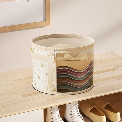 Little Bear Hat Storage Box for Women Men, Travel Hat Box Organizer with Dust Proof Lid, Cowboy Hat Holder with Double Zipper