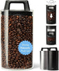 KIVY Vacuum Seal Coffee Canister (Glass) - Coffee Canister with Airtight Lid - Airtight Coffee Jar - Air Tight Coffee Container - Vacuum Storage