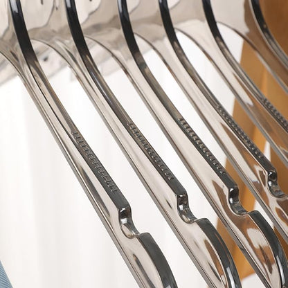 Crystal Clear Acrylic Clothes Hangers 20 Pack, Thin Non-Slip Suit Hangers, Heavy Duty Transparent Hangers for Closet Organization, Space-Saving(Smoky Gray)