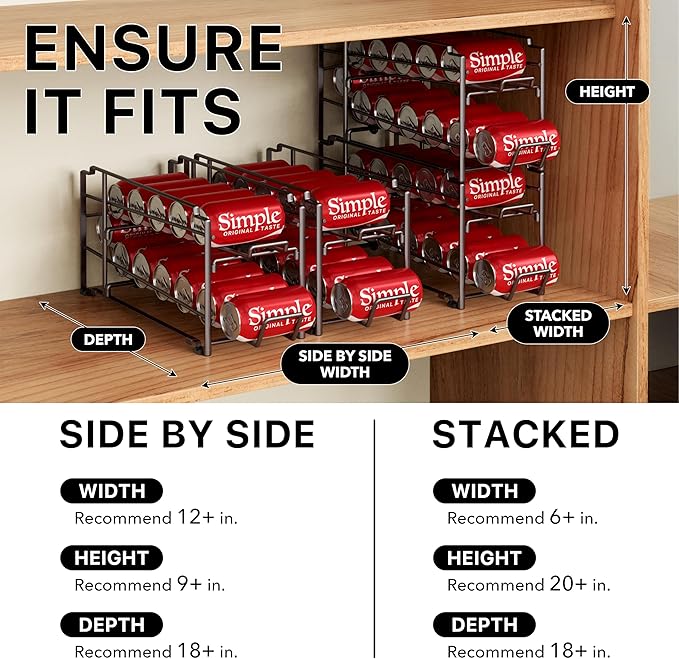 Simple Houseware Stackable Beverage Soda Can Dispenser Organizer Rack, Bronze - 2 Pack