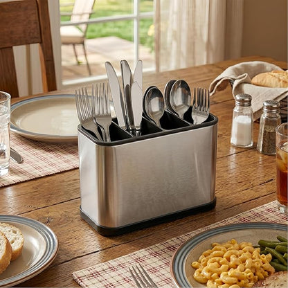 WAHSAN Flatware Caddy Stainless Steel Cutlery Holder Organizer, 7 L X 3.4 W X 5 H