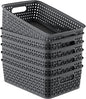 6 Pack Plastic Storage Baskets, Small Baskets for Organizing, Plastic Storage Bins Wicker Pantry Organizer Bins Household Toys for Laundry Room, Bedrooms, Kitchens, Cabinets, Countertops