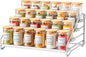 RCHYFEED 4 Tier Spice Rack Organizer, Spice Organization for Cabinet,Pantry, Countertop,Tiered Spice Rack Easy Visibility,Depth Expandable Seasoning Shelf for Kitchen Cabinet Organizer,Silver