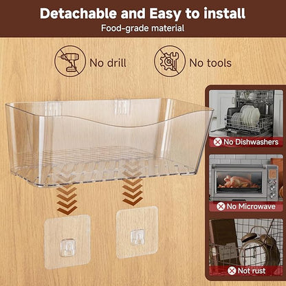 4-Pack Large Cabinet Door Organizer, 11.4" Adhesive Wall Mounted Pantry Organizers and Storage, Space Saving, Drain Bottom, No drill, Clea Storage Caddy Baskets for Kitchen, Bathroom, Under Sink