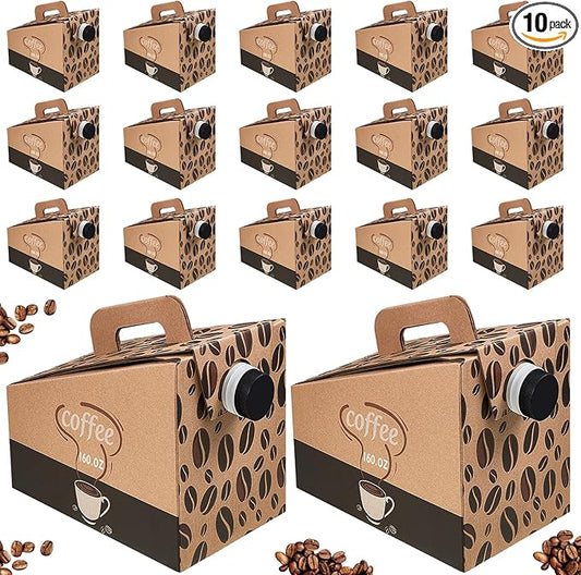 Dandat 10 Pcs 160 oz Disposable Coffee Dispenser Box with Spout, Insulated Cardboard Beverage Container for Catering Events Office Meetings Hot Cold Drinks