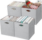 Posprica Storage Cubes, 12×12 Collapsible Storage Basket Bins,Heavy Duty Fabric Containers, 4pcs, Sliver Grey