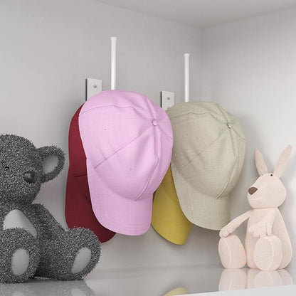 Durmmur 4 Pack Hat Racks for Baseball Caps, Stainless Steel Hat Organizer for Baseball Cap, Hat Holder Storage Organizer, Hat Hanger Strong Adhesive/Wall Drilled for Door, Bedroom, Closet(White 6 in)