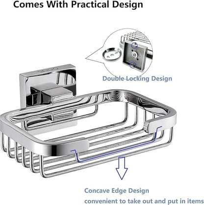 SEIDO Soap Dish for Shower, 304 Stainless Steel Bar Soap Holder for Bathroom & Kitchen, Polished Chrome Soap Tray for Shower, 4.8" L x 3.2" W Internal