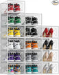NEWBULIG 15 Pack Clear Shoe Storage Boxes, Stackable Sneaker Storage Case with Lids, Shoe Display Containers Organizer for Closet, Under Bed, Entryway, White