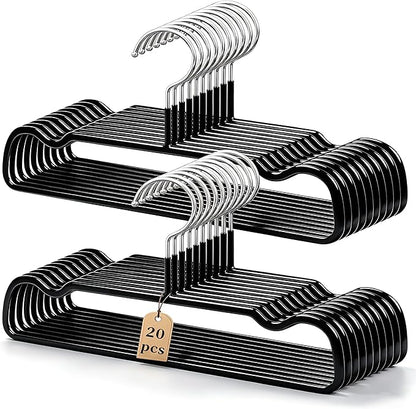 Non-Slip Rubber Pants Hangers,20 Pack Slim Thin Space-Saving Trouser Hanger,Rust-Free Closet Clothes Organizer for Slacks Scarf Ties,13.3inch