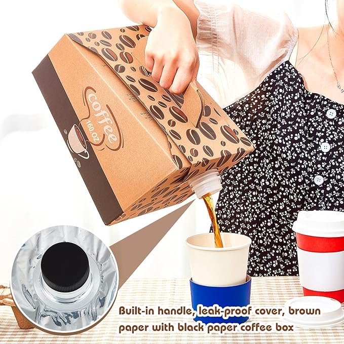 Dandat 10 Pcs 160 oz Disposable Coffee Dispenser Box with Spout, Insulated Cardboard Beverage Container for Catering Events Office Meetings Hot Cold Drinks