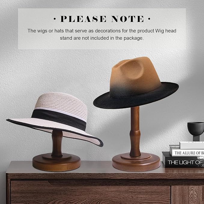 CHADWICK Vintage Style Hat Rack Stand, Rustic Brown Hat Display Stand Wood, Hat Rack Tabletop Cap Organizer and Display Rack, Wig Holder Cowboy Hat Rack Hat Organizer for Closet, Home Decor