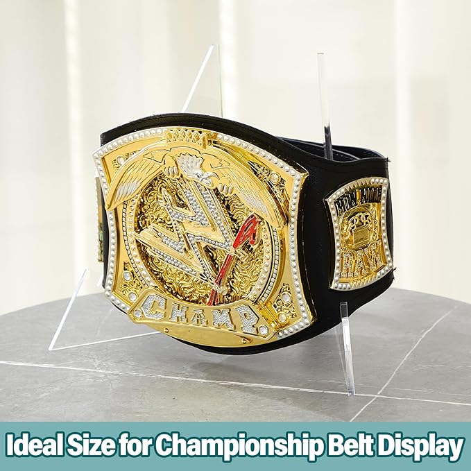 RattanView Acrylic Championship Belt Display Stand, High Flexibility Wrestling Champion Belt Rack for Heavy Duty Wrestling and Football Trophies for Sport Football Boxing and So on