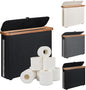 Toilet Paper Storage Basket with Lid - The Ultimate Bathroom Organizer, Free Standing Toilet Paper Holder for Up to 9 Mega Rolls, Toilet Tissue Storage Bin with Handle for RV Closet, Black