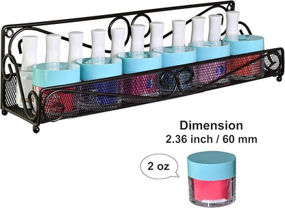 AMT 1 Tier Nail Rack, 2 Pack Metal Wall Mount Organizer, Essential Oils Organizer, Pantry Cabinet Door Shelf Storage.Hanging Display for Spice Jars, Nail Polish, Cosmetic Beauty Bottles