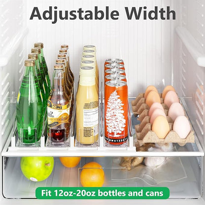 Drink Organizer for Fridge，Automatic Drink Dispenser for Fridge, 12-20oz Soda Can Dispenser for Refrigerator, Soda Can Organizer for Pantry Holds up to 20 Cans, 4 Row