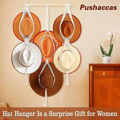 Bohemian Hat Holder Holds 6 Hats Macrame Hat Hanger It Can Be Given To Family And Friends 100% Natural Cotton