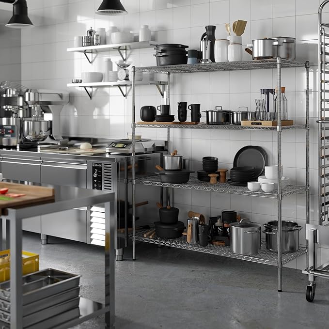 21" Deep x 54" Wide x 64" Height Wire Shelving Kit | 4-Tier | NSF Commercial Storage Rack Unit
