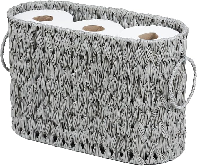 ORDELITE Toilet Paper Storage - Waterproof Wicker Basket for Bathroom, Holds 6 Rolls