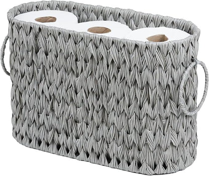 ORDELITE Toilet Paper Storage - Waterproof Wicker Basket for Bathroom, Holds 6 Rolls