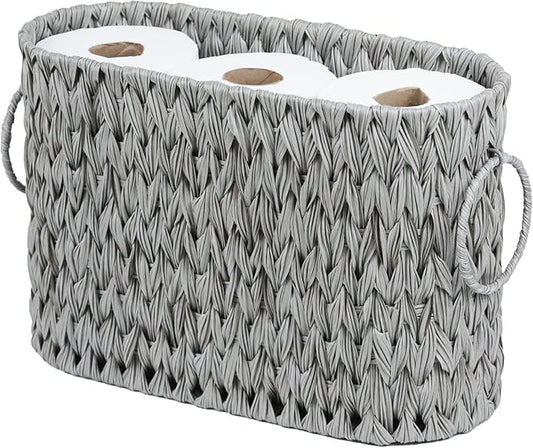 ORDELITE Toilet Paper Storage - Waterproof Wicker Basket for Bathroom, Holds 6 Rolls