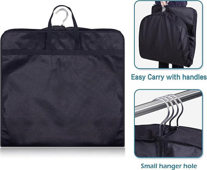KIMBORA 43" Suit Bags for Closet Storage and Travel, Gusseted Mesh Hanging Garment Bags for Men Suit Cover With Handle for Clothes, Coats, Jackets, Shirts（3 Packs，Black）