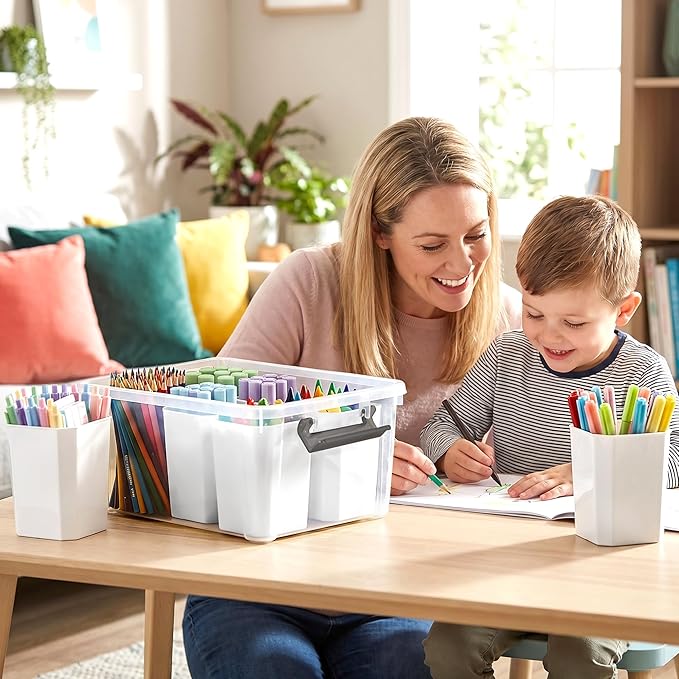 Citylife 17 QT Plastic Storage Bins Clear Storage Box with Lids Multipurpose Stackable Storage Containers for Organizing Tool, Craft, Crayon
