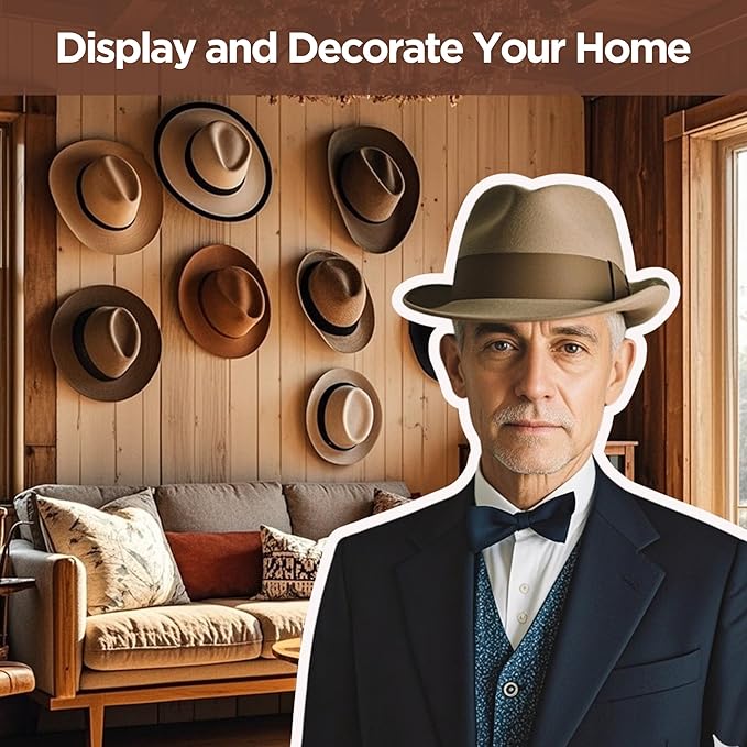 3 Inch Adhesive Hat Hooks for Wall(20-Pack), Cowboy Hat Rack, Strong Hold Hat Hangers, No Drilling, Hat Holder Organizer for Walt, Door, Closet