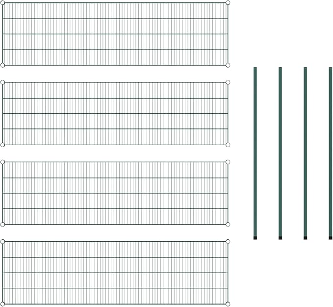 Commercial NSF Listed Green Epoxy Stationary Wire Shelving Kit 21" x 72" x 54", with 4 Shelves Perfect for Warehouse, Walk-in Refrigerator, Freezer, Grocery Store, Restaurant, Dishroom
