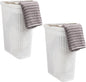 Mind Reader Slim Laundry Hamper with Lid, 40L Clothes Basket, Narrow Tapered Design with Ventilated Cutout Pattern, Plastic, Set of 2, White