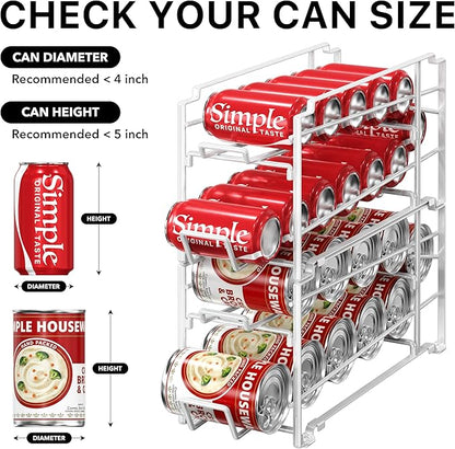 Simple Houseware Soda Can Organizer Stackable Rack Dispenser for Pantry/Refrigerator, White, 4 Pack