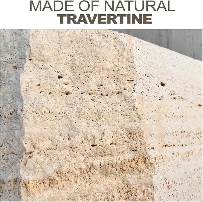 Koville Natural Travertine Tray, Coffee Table Vanity/Decorative Tray for Jewerly, Watch, Perfume Candle Storage for Bedroom/Bathroom/Kitchen Countertop