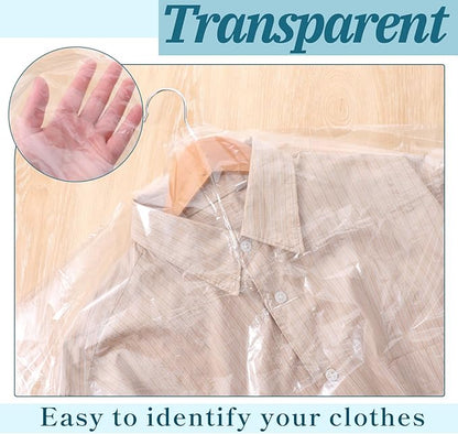 100 Pack Dry Cleaning Bag, 55.1 X 23.6 Inch Plastic Garment Bags for Clothes Clear Hanging Clothing Covers Dust-Proof Clothing Protector Covers for Dry Cleaner, Home Storage, Travel, Moving