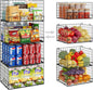4 Pack Stackable Wire Baskets for Pantry Organizers and Storage, Large Pantry Basket for Snack Organizer, Foldable Fruit and Vegetable Storage Bin Store Can Onion Potato for Kitchen Cabinet/Countertop