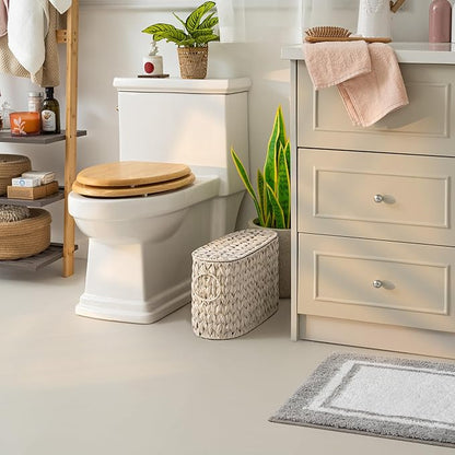 GRANNY SAYS Toilet Paper Storage Basket with Lid, Freestanding Toilet Paper Holder, Bathroom Organizers and Storage, Wicker Basket for Bathroom Storage, Butter Milk