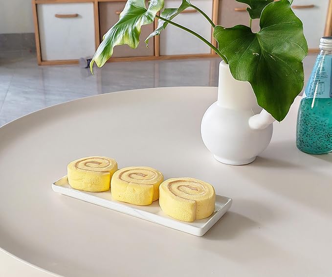 9.2" Porcelain Small Bathroom Tray, Ceramic Countertop and Vanity Tray for Cosmetics, Perfume, Jewelry, Candle - Kitchen Soap Tray for Kitchen Counter (Gray)