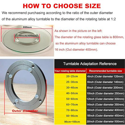 Aluminium Alloy Turntable Bearing, Heavy Duty Swivel Turntable Lazy Susan Rotating Bearing Turntable Round Dining Table Smooth Swivel Plate Hardware (300mm - 12inch)