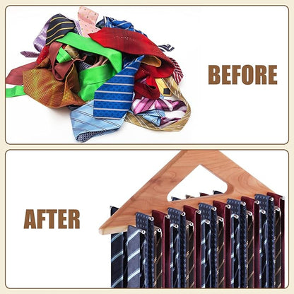 Leinuosen 2 Pack Cedar Tie Organizer Wooden Neck Tie Hook Organizer Storage up to 40 Ties Convenient Storage for Neckties, Belts, Hats