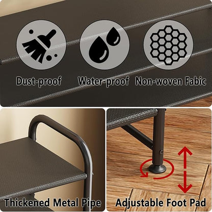 INGIORDAR Shoe Rack 2 Tier Long Storage Organizer Wide Metal Shoe Shelf for Closet Entryway Black