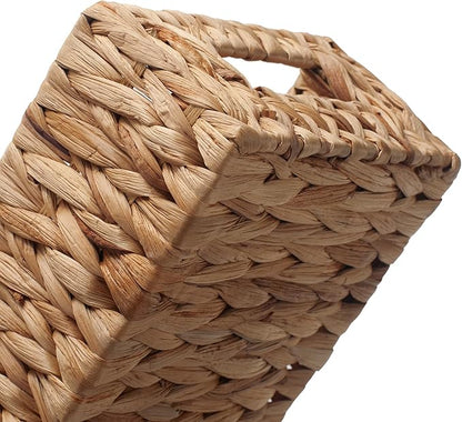 Wicker Toilet Tank Basket, Toilet Paper Basket for Back of Toilet Tank Top, Woven Water Hyacinth Bathroom Storage Basket for Organizing and Decor (14.2 x 6.5 x 3.7 inch)
