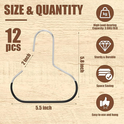 Zonon 12 Pcs Scarf Hangers for Closet Metal Belt Ring Hanger Scarf Organizer Storage Holders with Grip Coating for Ties Scarves Belts Tank Tops Hat Hooks (Black)