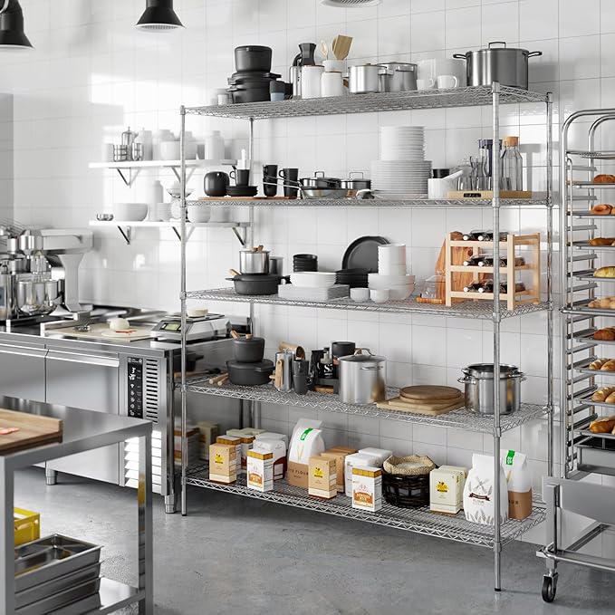 24" Deep x 72" Wide x 86" Height Wire Shelving Kit | 5-Tier | NSF Commercial Storage Rack Unit