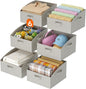 Lifewit Trapezoid Closet Storage Bins for Shelf, 6 Packs Non-woven Closet Organizer Baskets with Handles, Foldable Clothes Containers Boxes for Clothing, Book, Purse, 16L, Medium, Light Gray