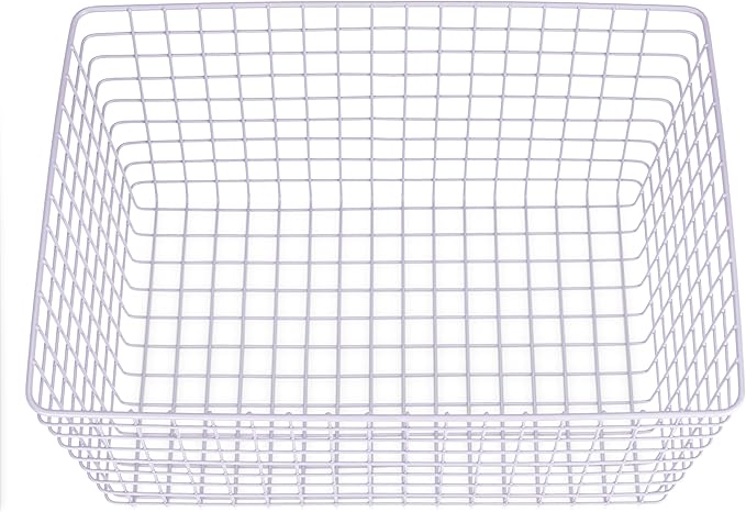 Whitmor 4 Pack Lavender Wire Storage Baskets for Organizing Office, Metal Storage for Pantry, Kitchen Bins & Freezer