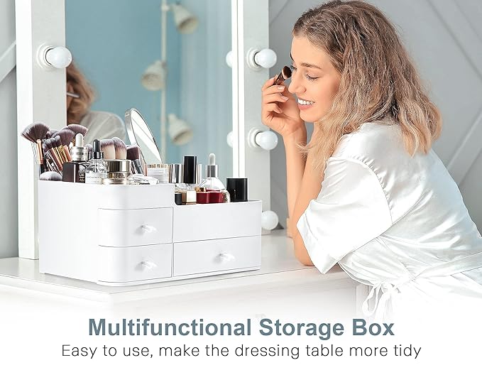 Makeup Organizer Tween Girls Gifts,Large Capacity Bathroom Organizer and Storage with Drawers Trendy Stuff ,Vanity,Bathroom Countertop,Bedroom Storage for Skincare,Cosmetics,Perfume,Brushes,Eyeshadow