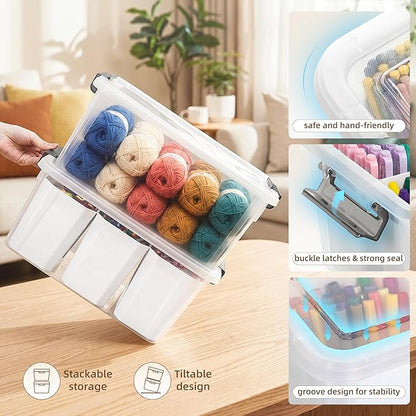 Citylife 17 QT Plastic Storage Bins Clear Storage Box with Lids Multipurpose Stackable Storage Containers for Organizing Tool, Craft, Crayon