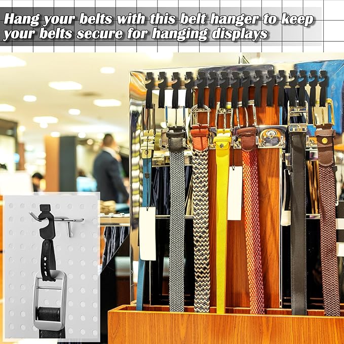 Geelin 250 Pack Belt Hanger Black Plastic Belt Hangers, Tie Hangers Bulk for Men, Closet Organizers, Storage, Retail